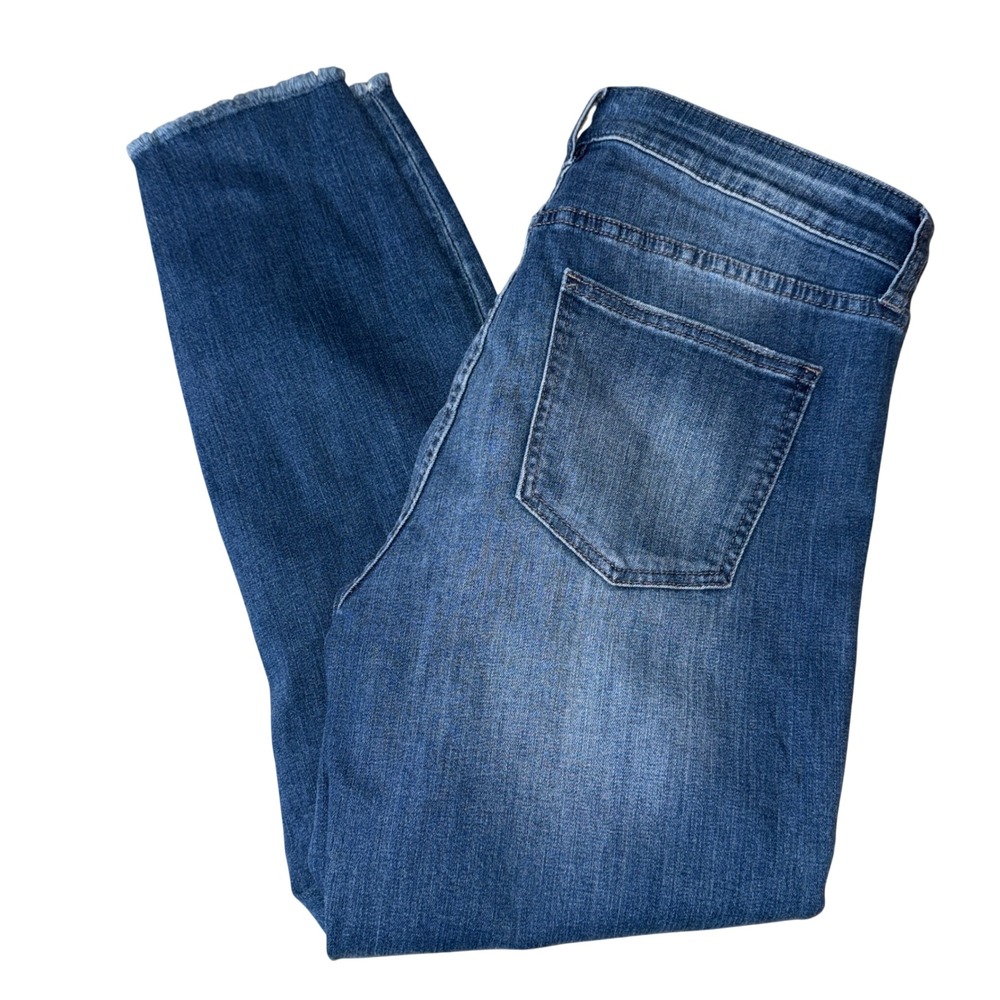 Pistola Skinny Jeans 32 Blue Medium Wash Distressed Raw Hem P6850JFK-DRK
